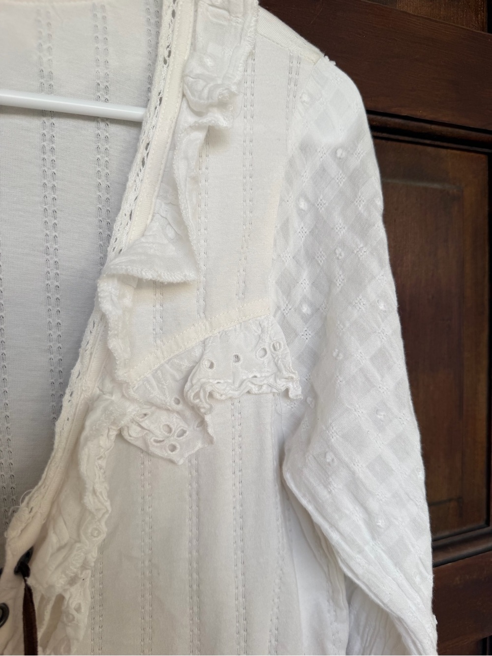 Pilcro Lace Up Cotton Peasant Top - Picture 4 of 9